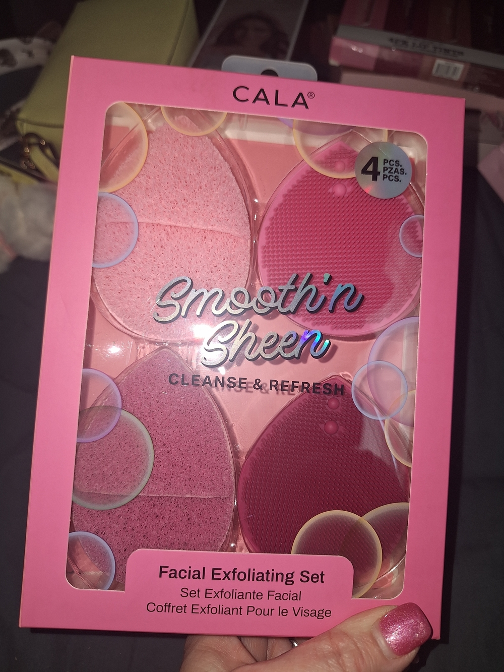 CALA Smooth'n Sheen Pink Facial Exfoliating Set - Cleanse & Refresh